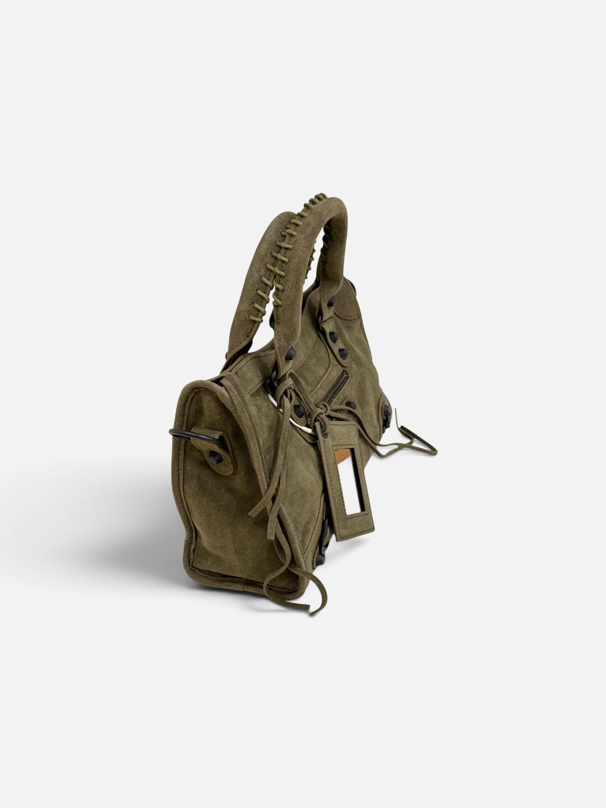Olive Green Studded Suede Bag