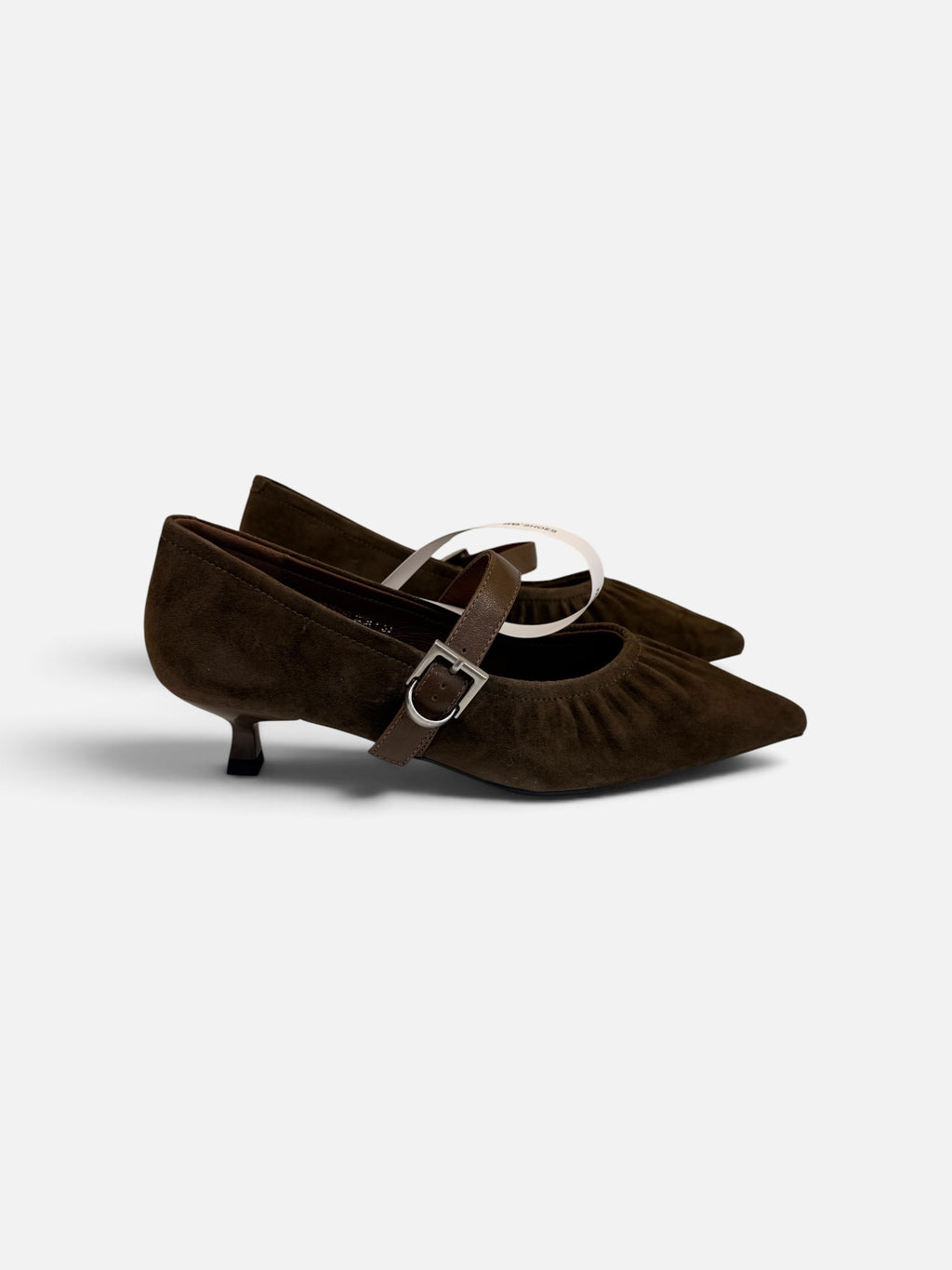 Dark Brown Suede Mary Jane Kitten Heels