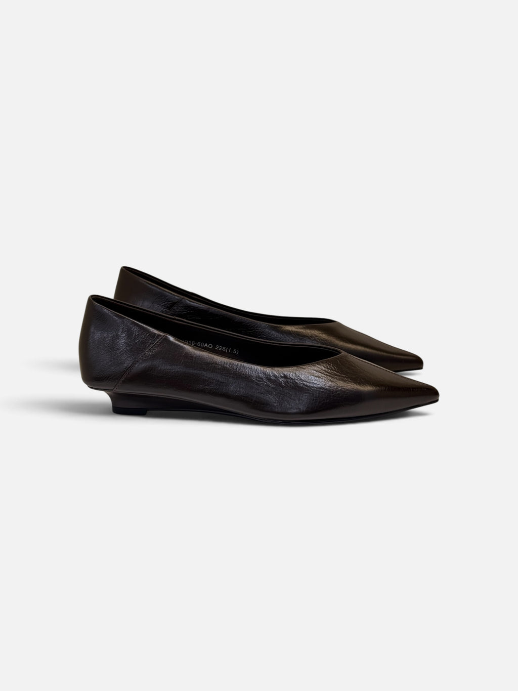 Dark Chocolate Pointed-Toe Ballet Flats