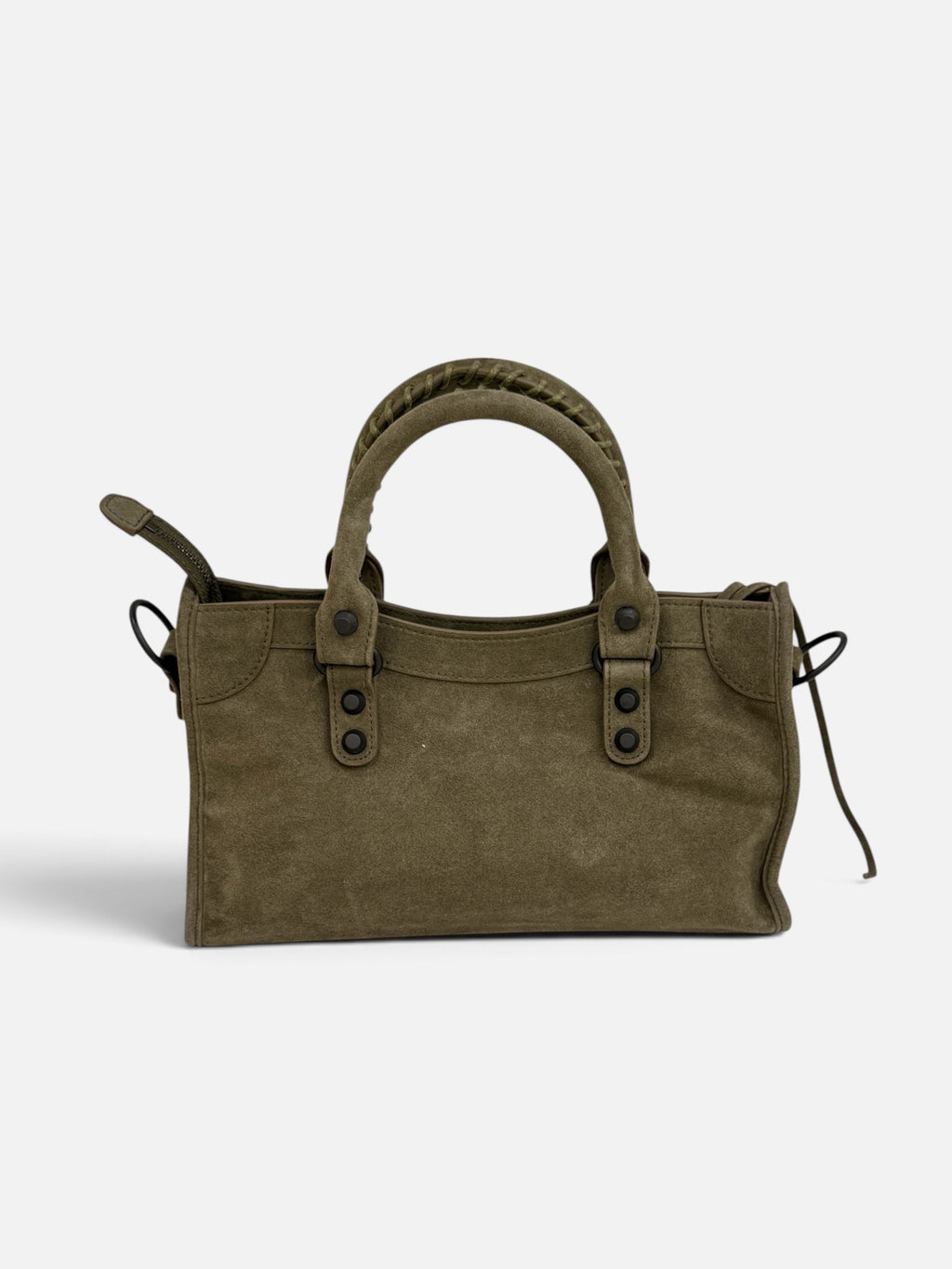 Olive Green Studded Suede Bag