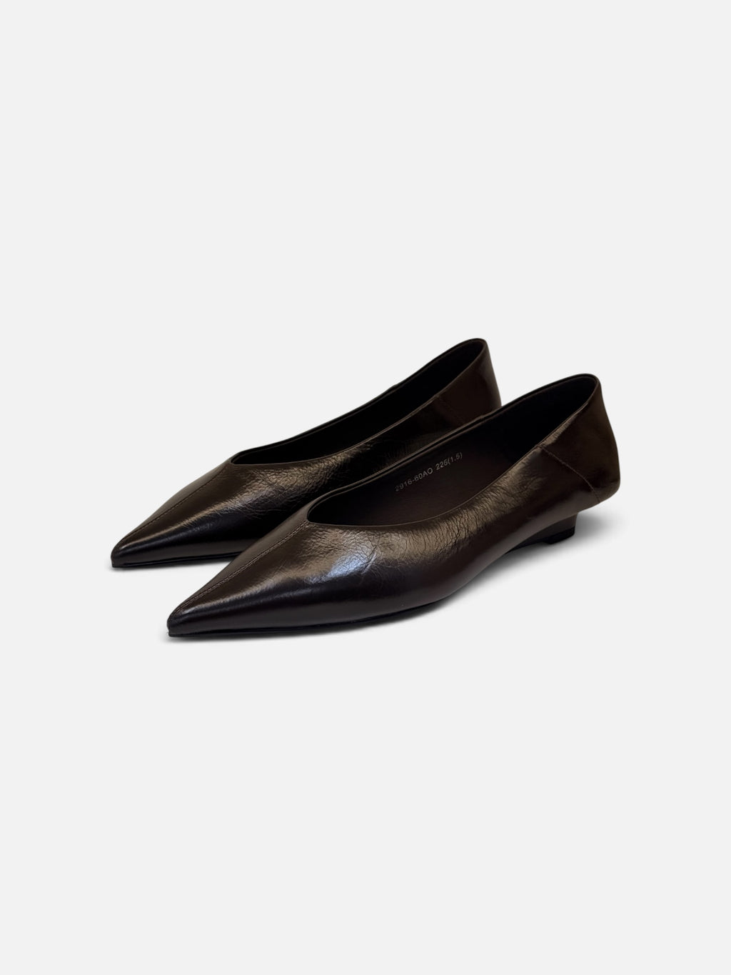 Dark Chocolate Pointed-Toe Ballet Flats