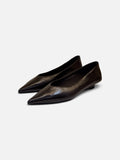 Dark Chocolate Pointed-Toe Ballet Flats
