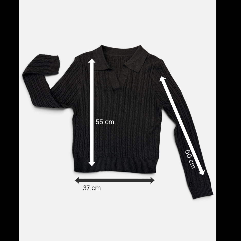 Cable Knit Collared V-Neck Sweater