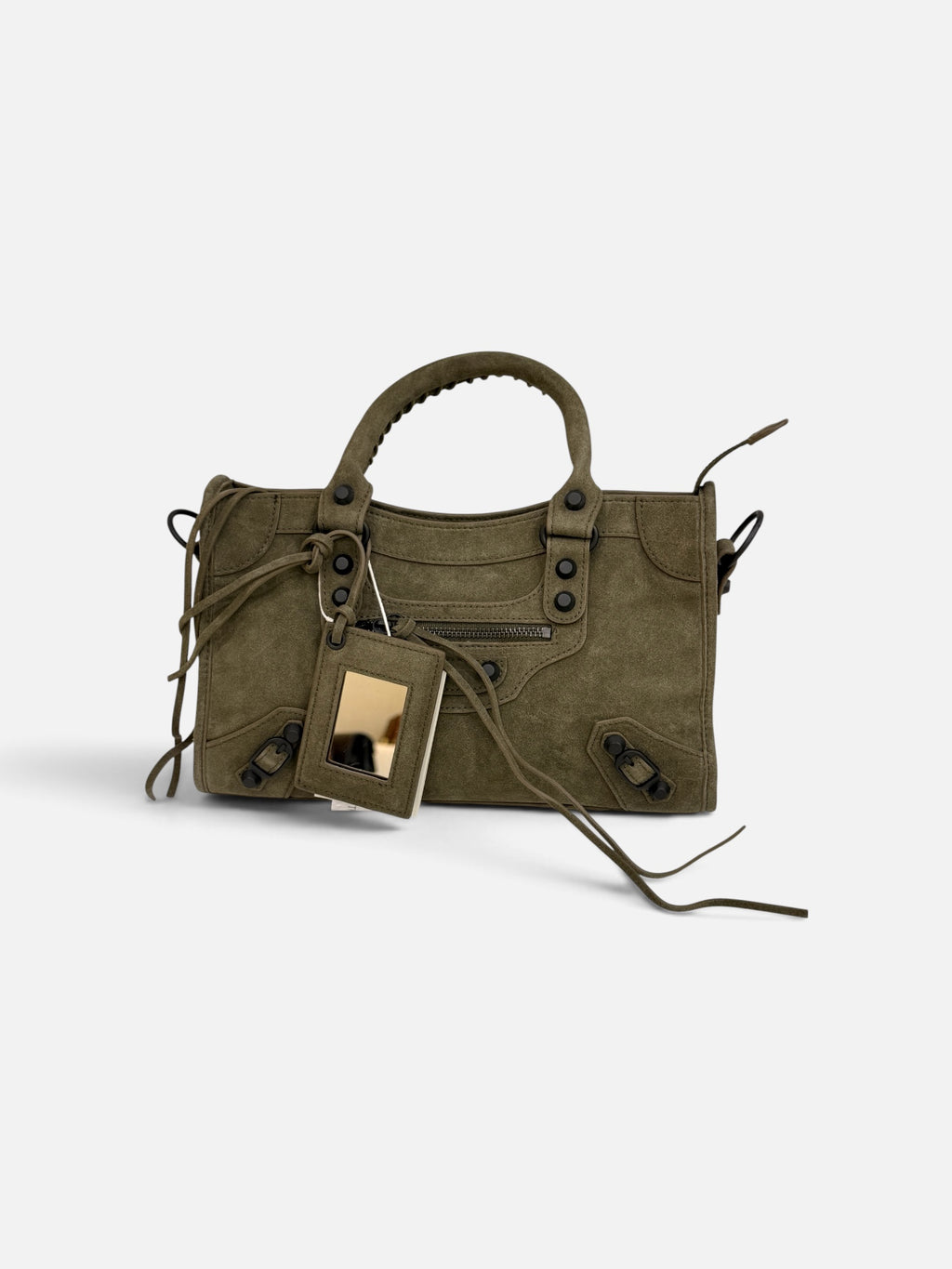 Olive Green Studded Suede Bag