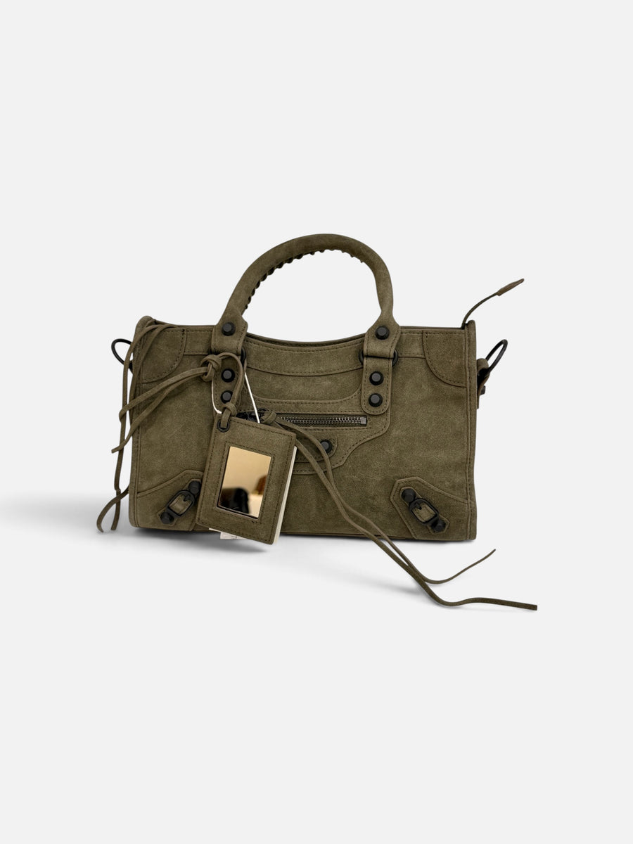 Olive Green Studded Suede Bag