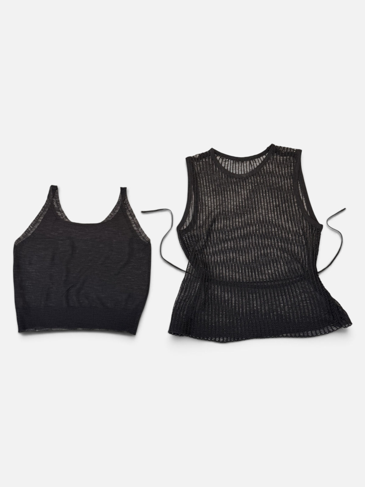 Layered Tank Set – Fitted Cami with Sheer Crochet Knit Top