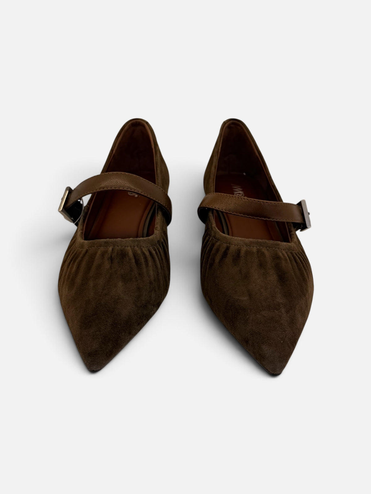 Dark Brown Suede Mary Jane Kitten Heels