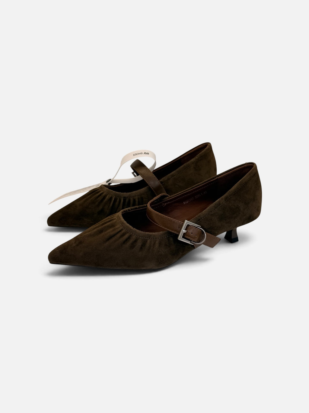 Dark Brown Suede Mary Jane Kitten Heels