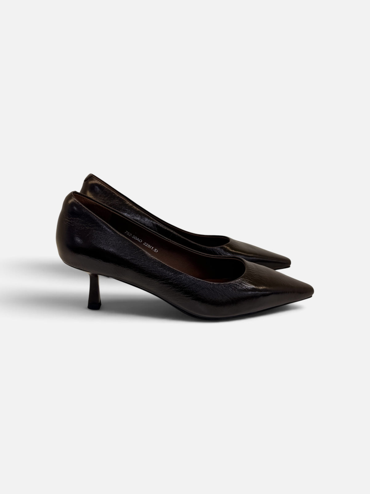 Dark Chocolate Pointed-Toe Kitten Heels