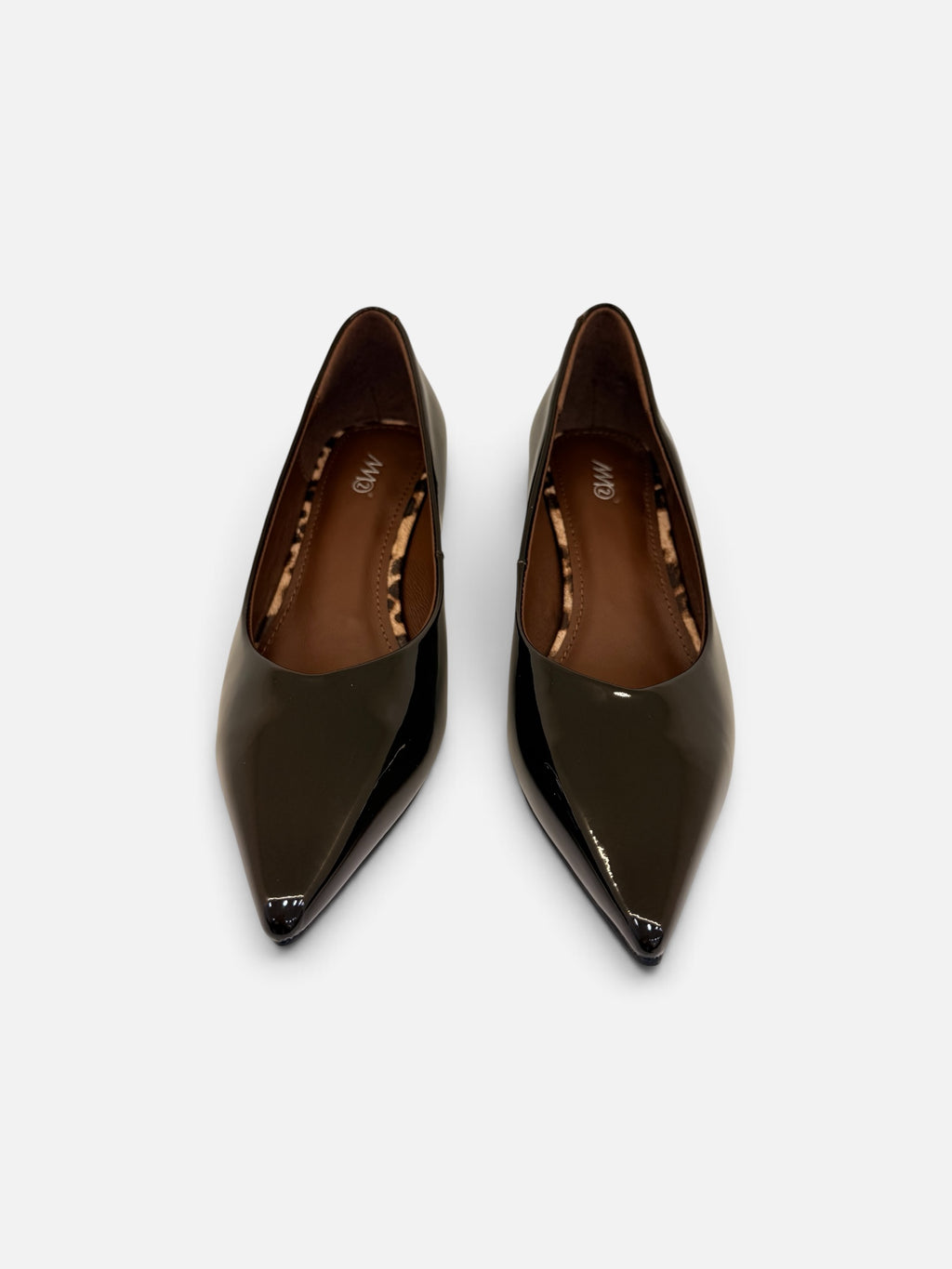 Dark Chocolate Patent Leopard-Sole Kitten Heels