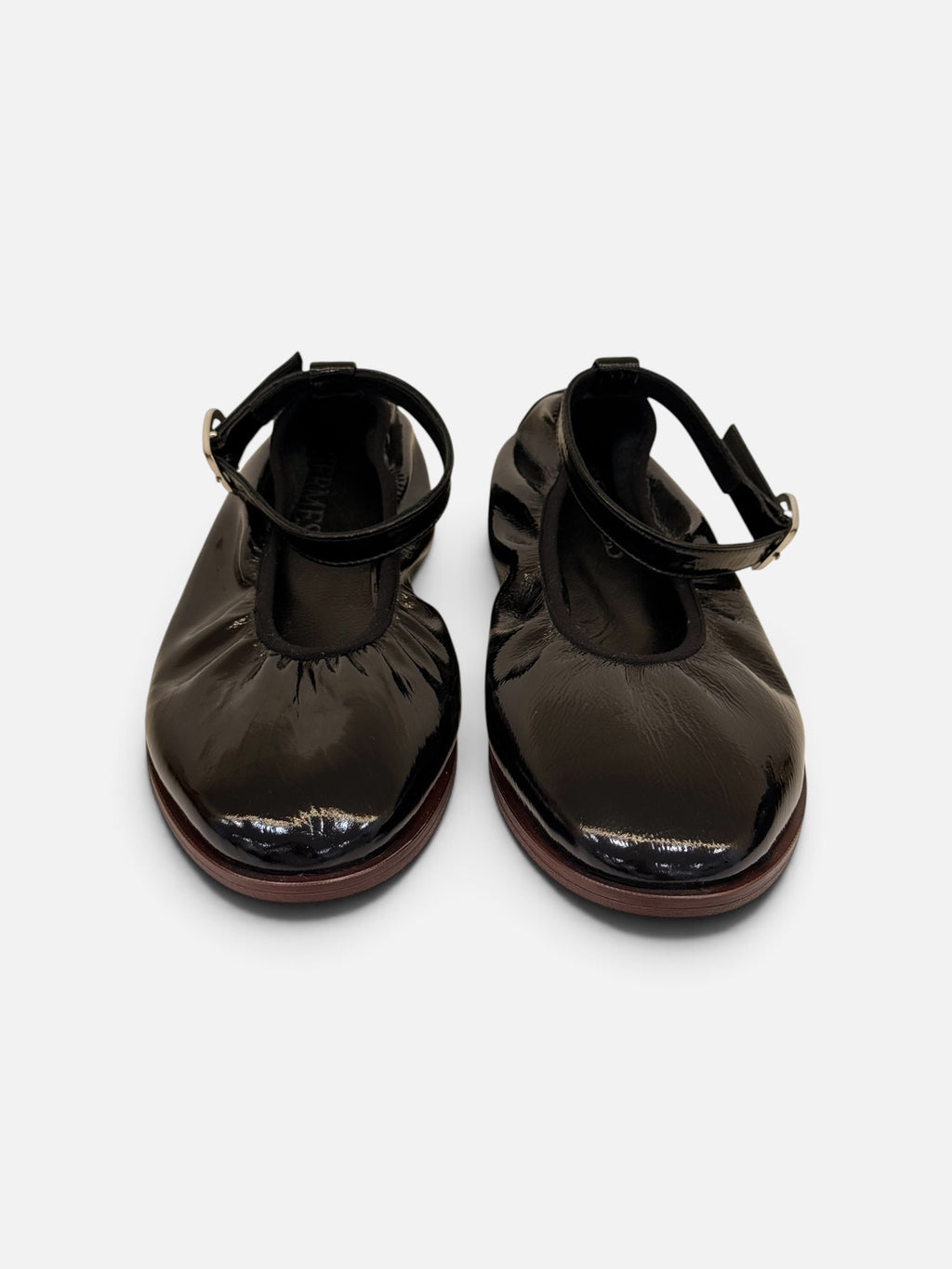 Black Glossy Ruched Mary Jane Shoes