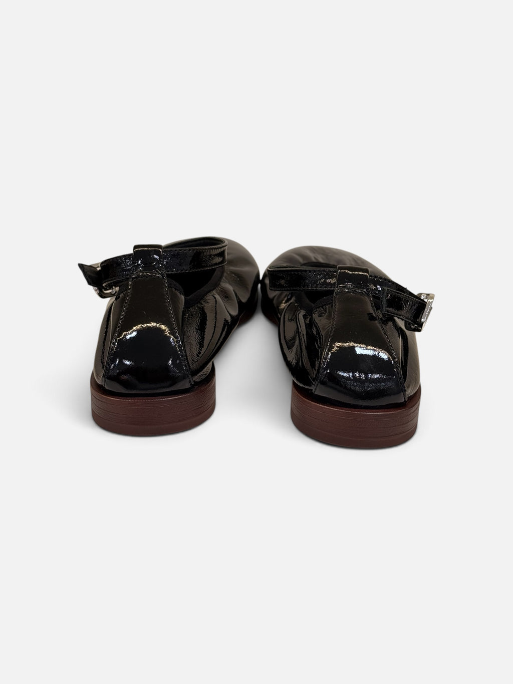 Black Glossy Ruched Mary Jane Shoes