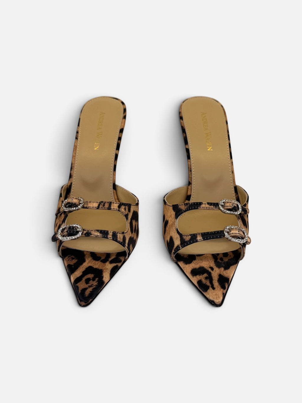 Leopard Print Mules with Crystal Buckle