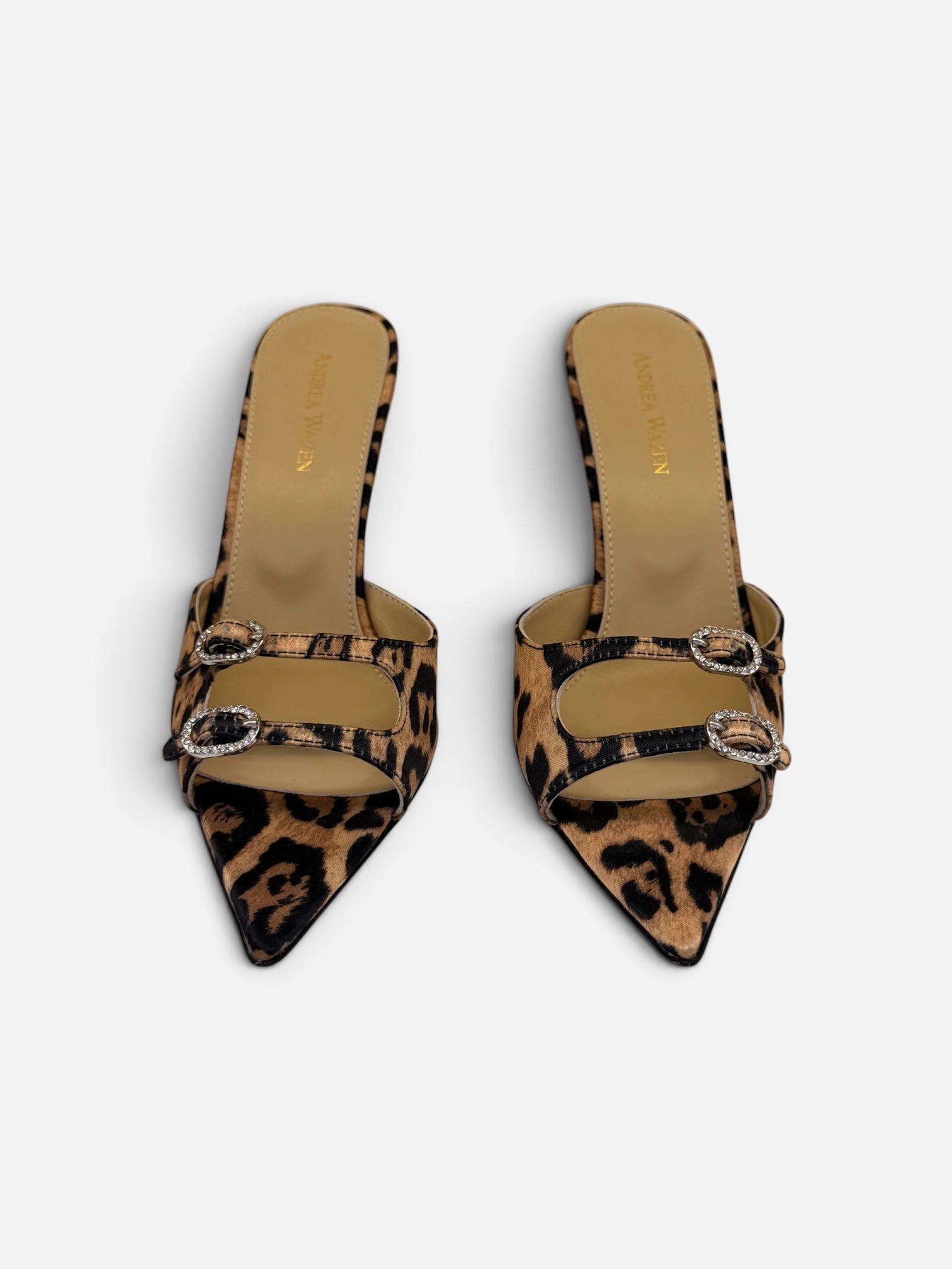 Leopard Print Mules with Crystal Buckle