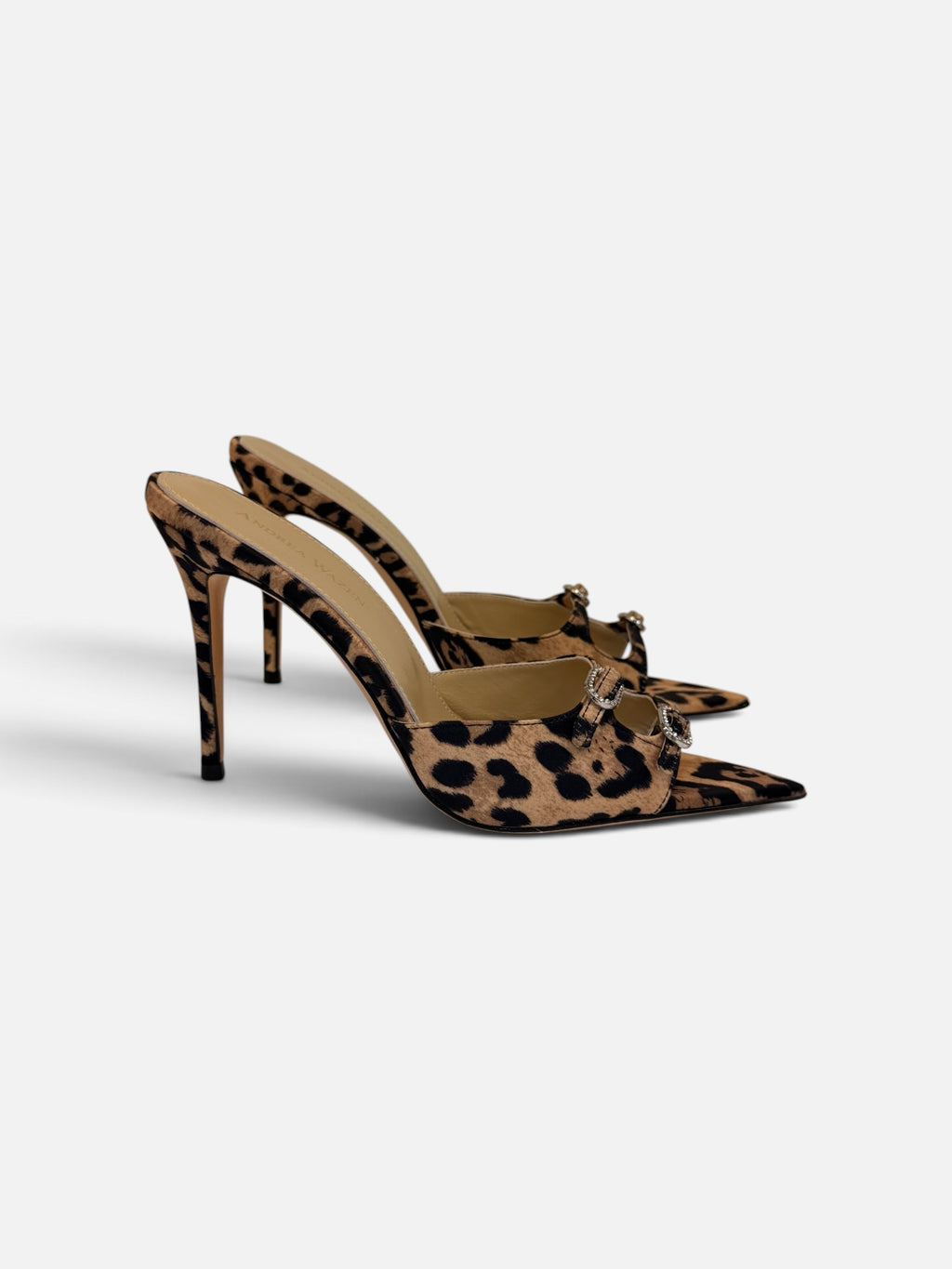 Leopard Print Mules with Crystal Buckle