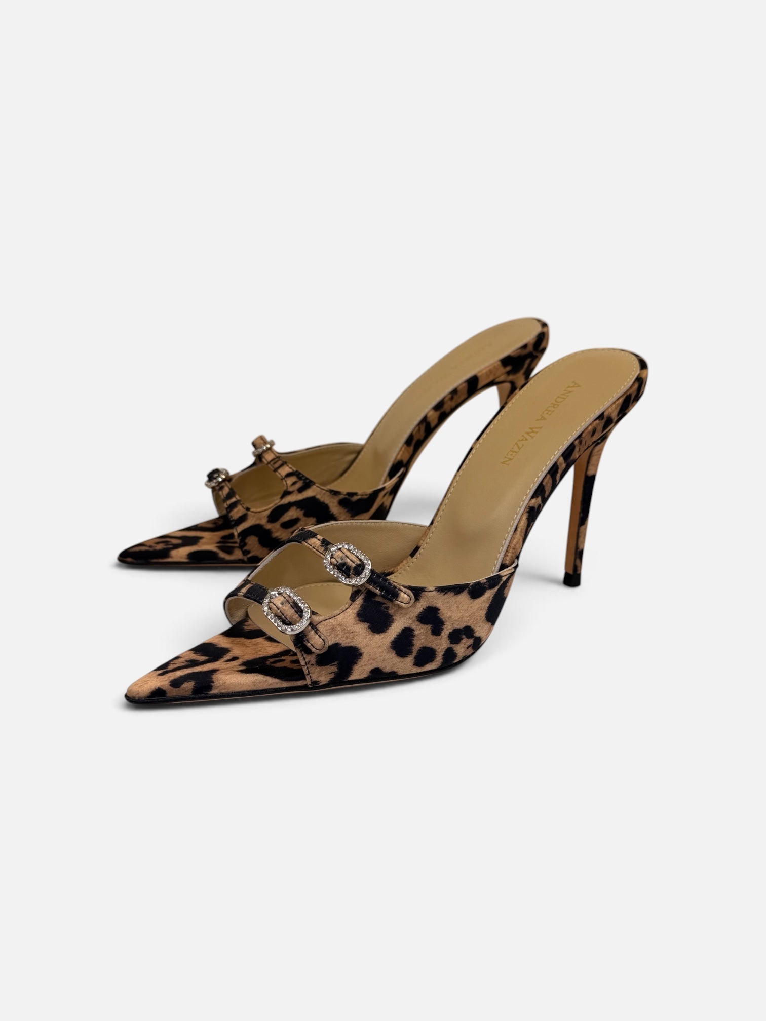 Leopard Print Mules with Crystal Buckle