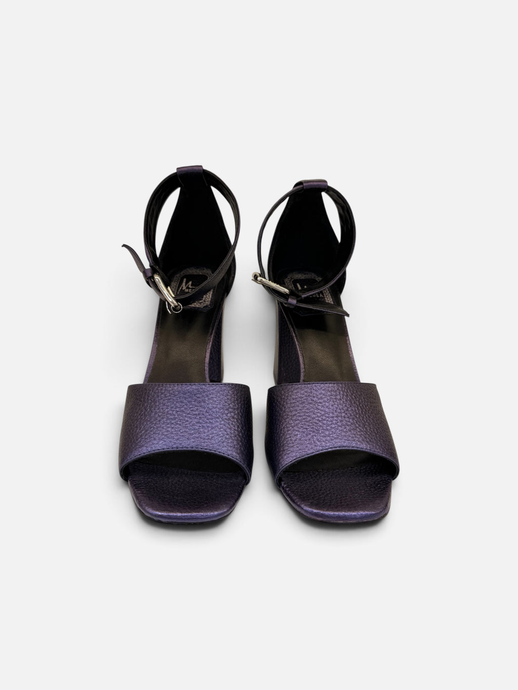 Metallic Purple Ankle-Strap High-Heel Sandals