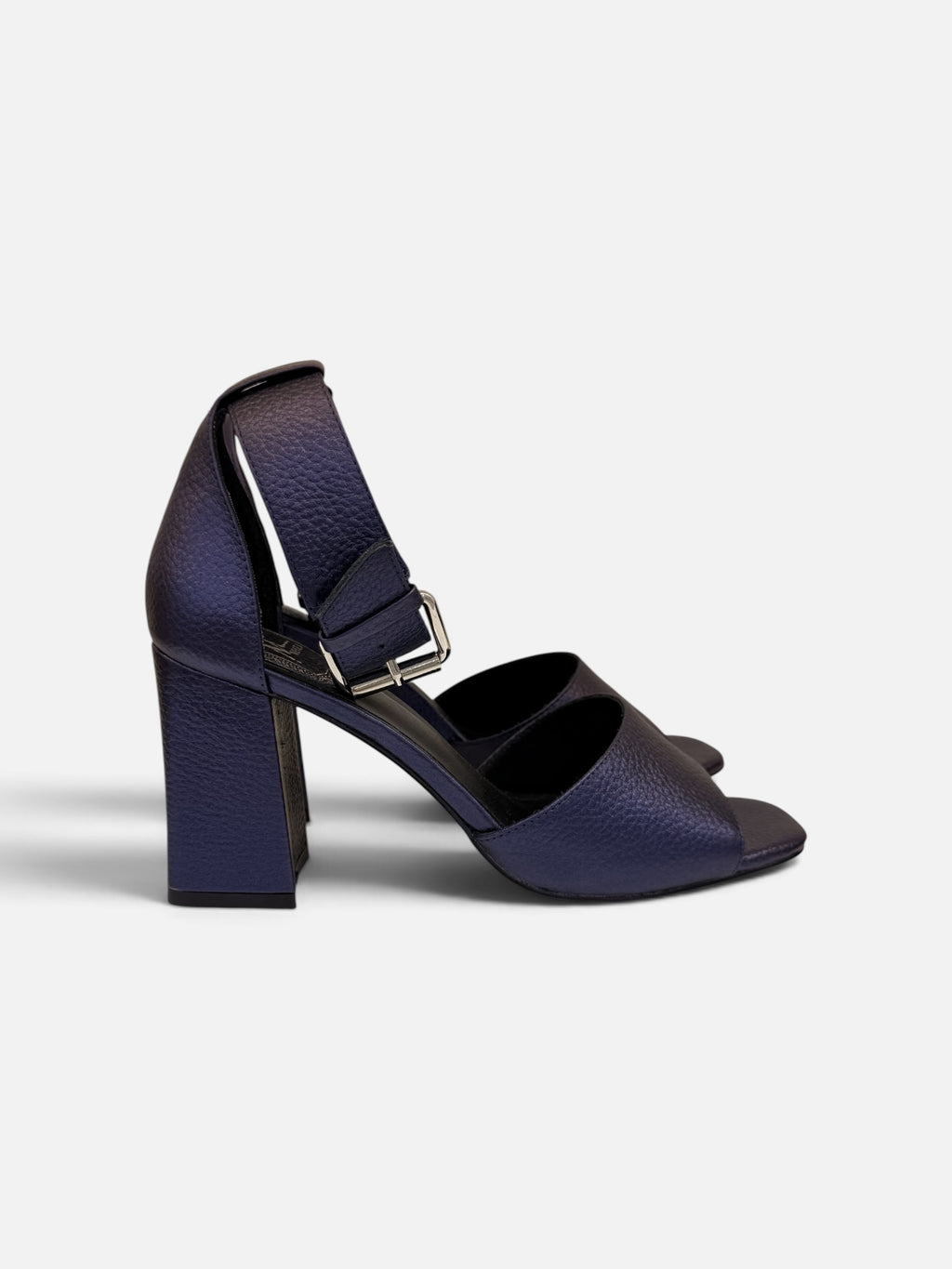 Metallic Purple Ankle-Strap High-Heel Sandals