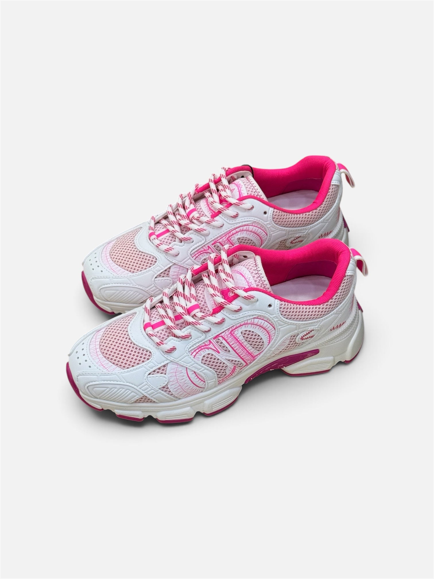 White & Hot Pink Chunky Sneakers