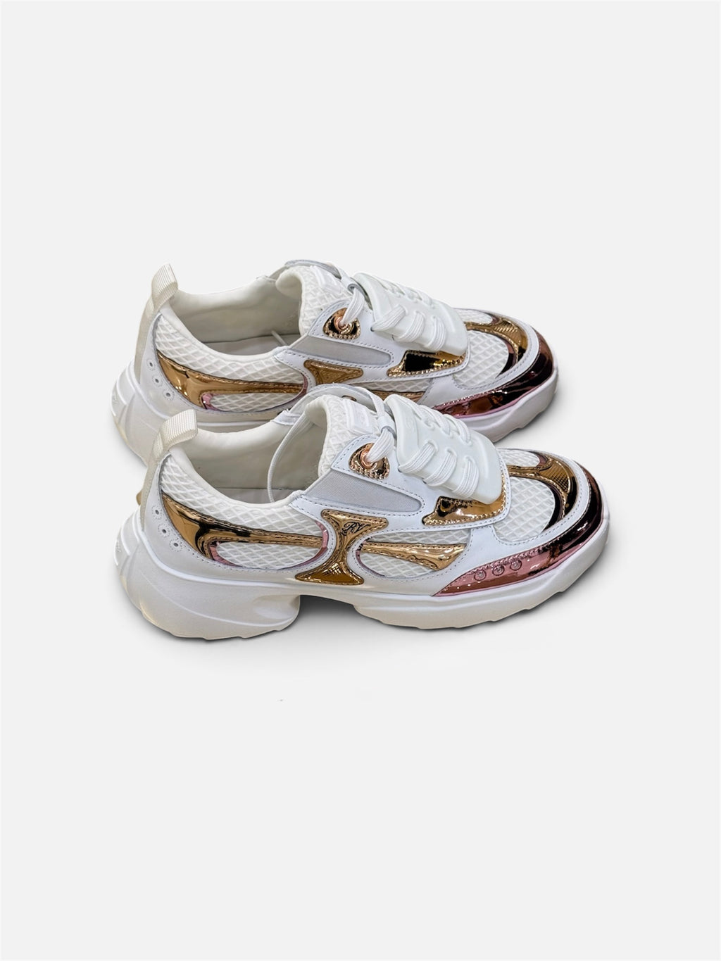 Luxe Metallic Pink & Gold Platform Sneakers