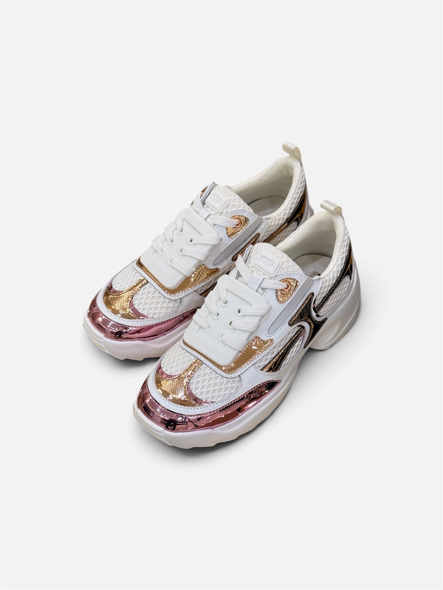 Luxe Metallic Pink & Gold Platform Sneakers