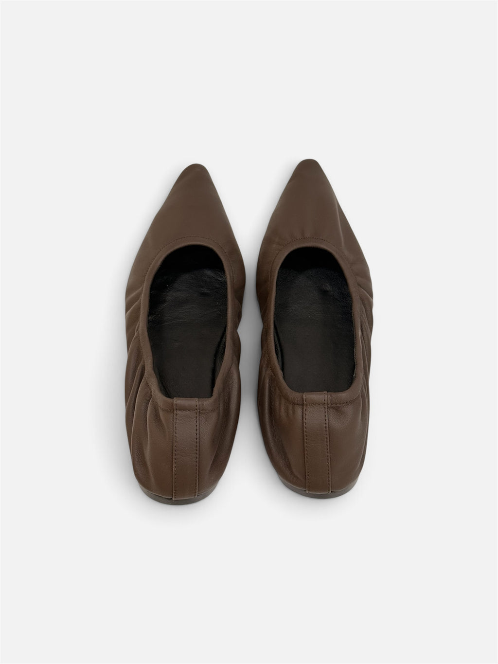 Chocolate Brown Pointed-Toe Ballet Flats