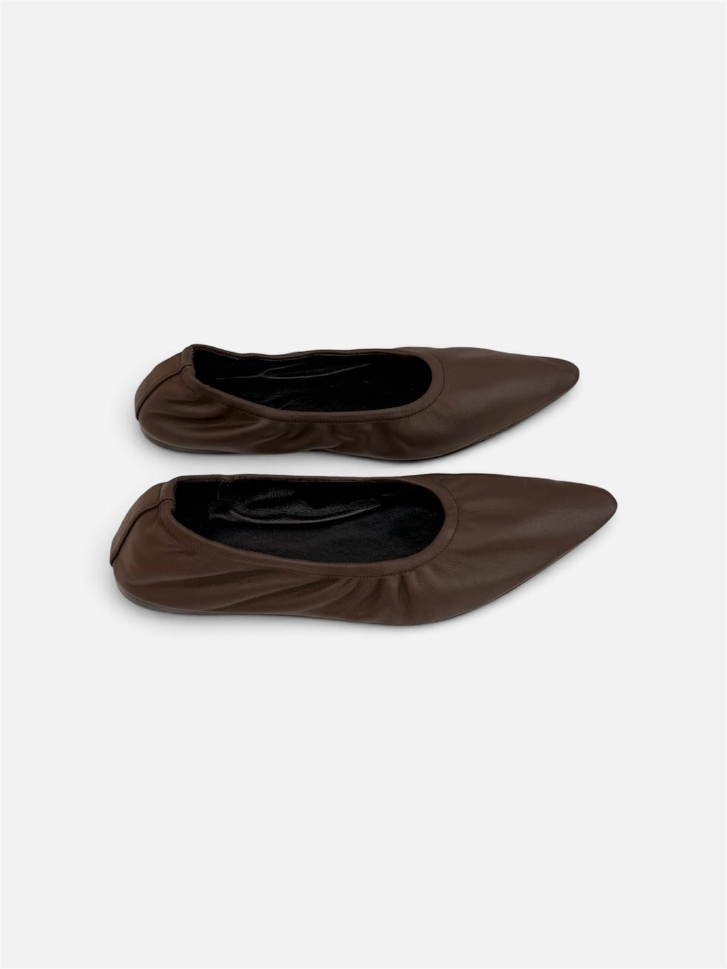 Chocolate Brown Pointed-Toe Ballet Flats