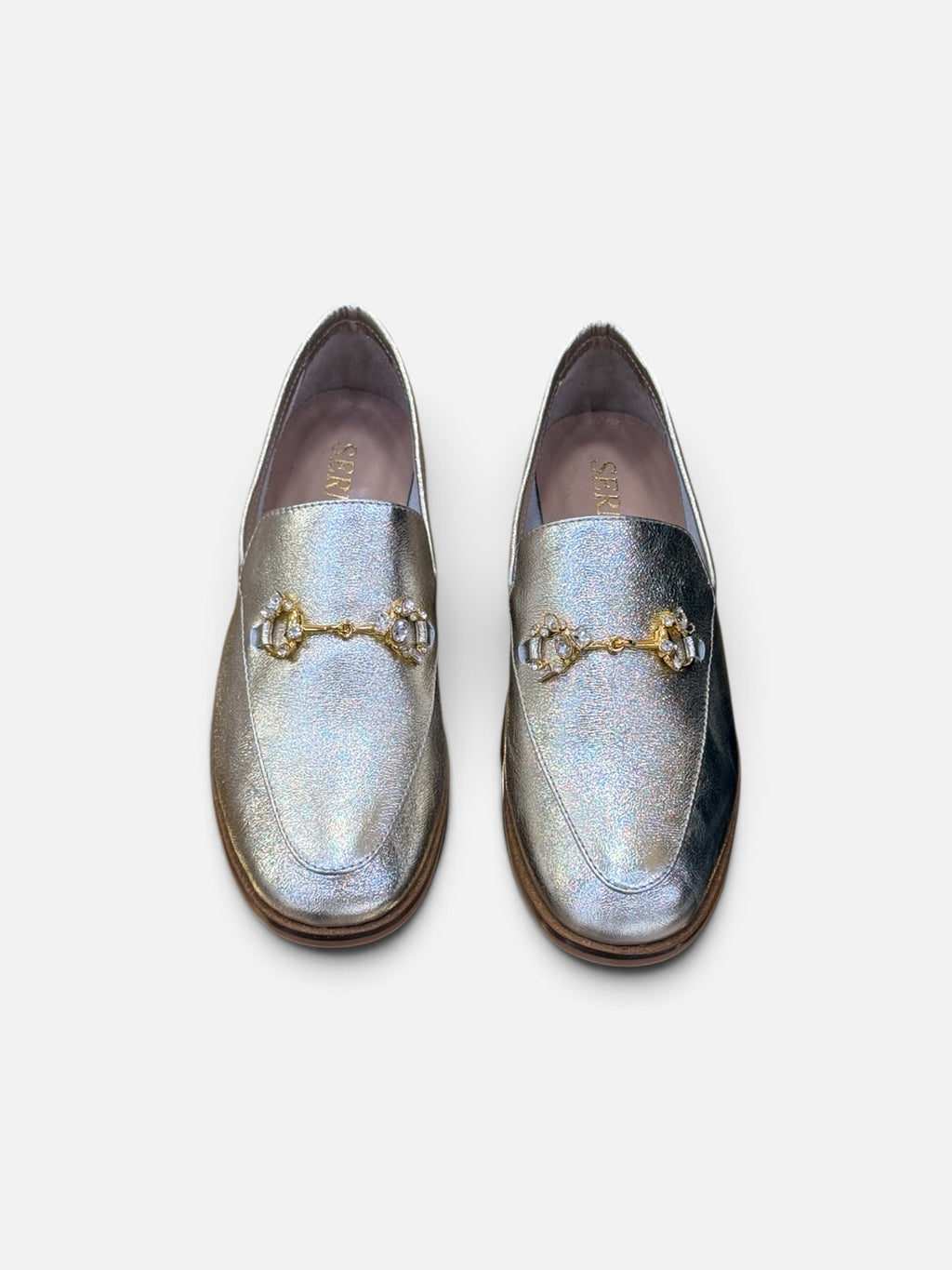 Silver Metallic Horsebit Loafers