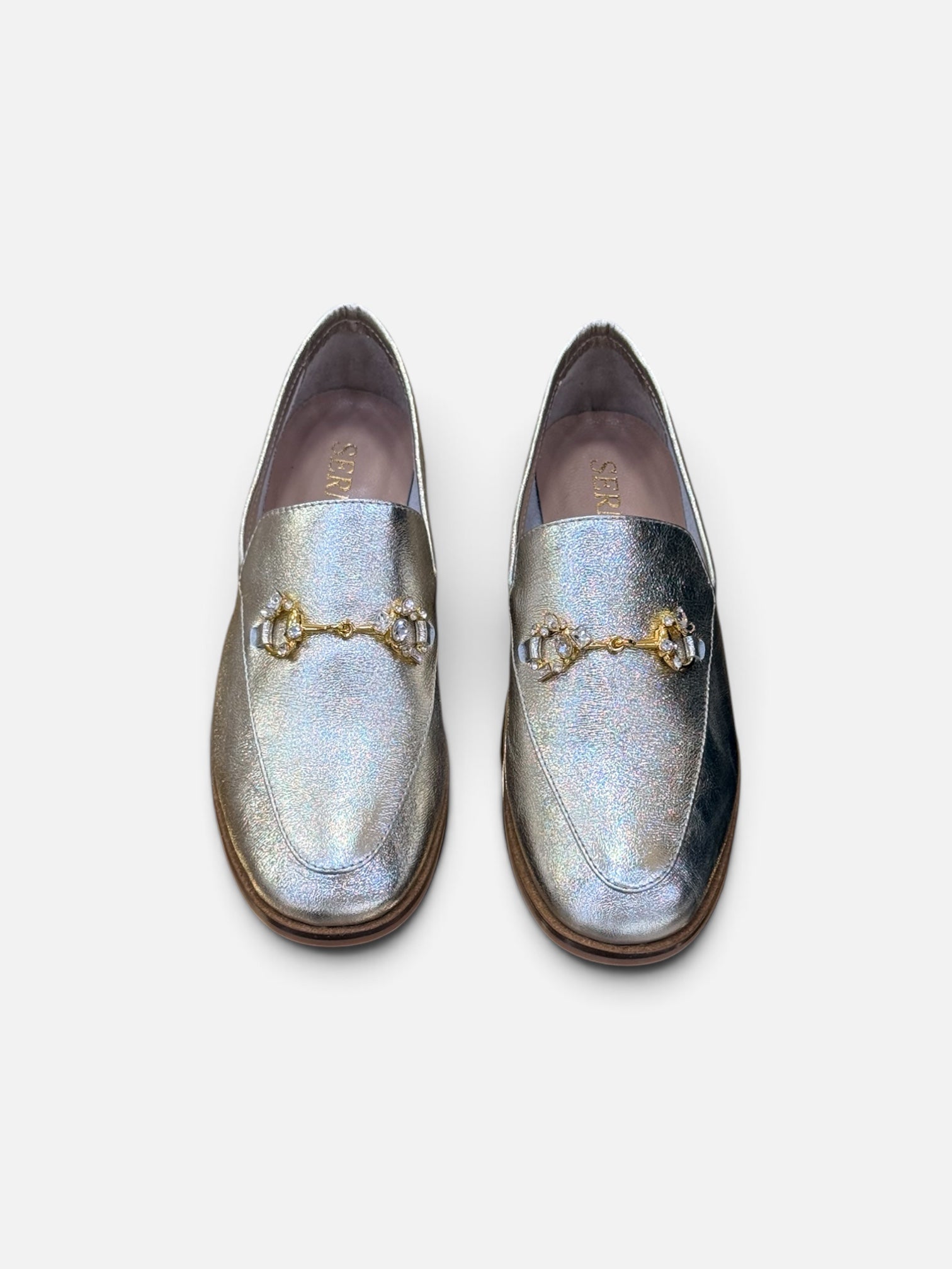 Silver Metallic Horsebit Loafers