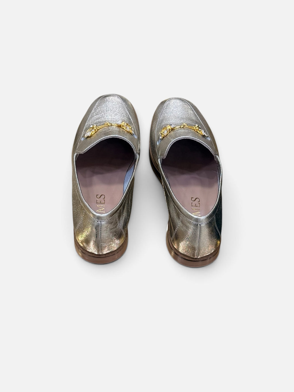 Silver Metallic Horsebit Loafers