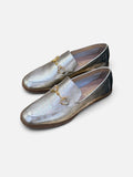 Silver Metallic Horsebit Loafers
