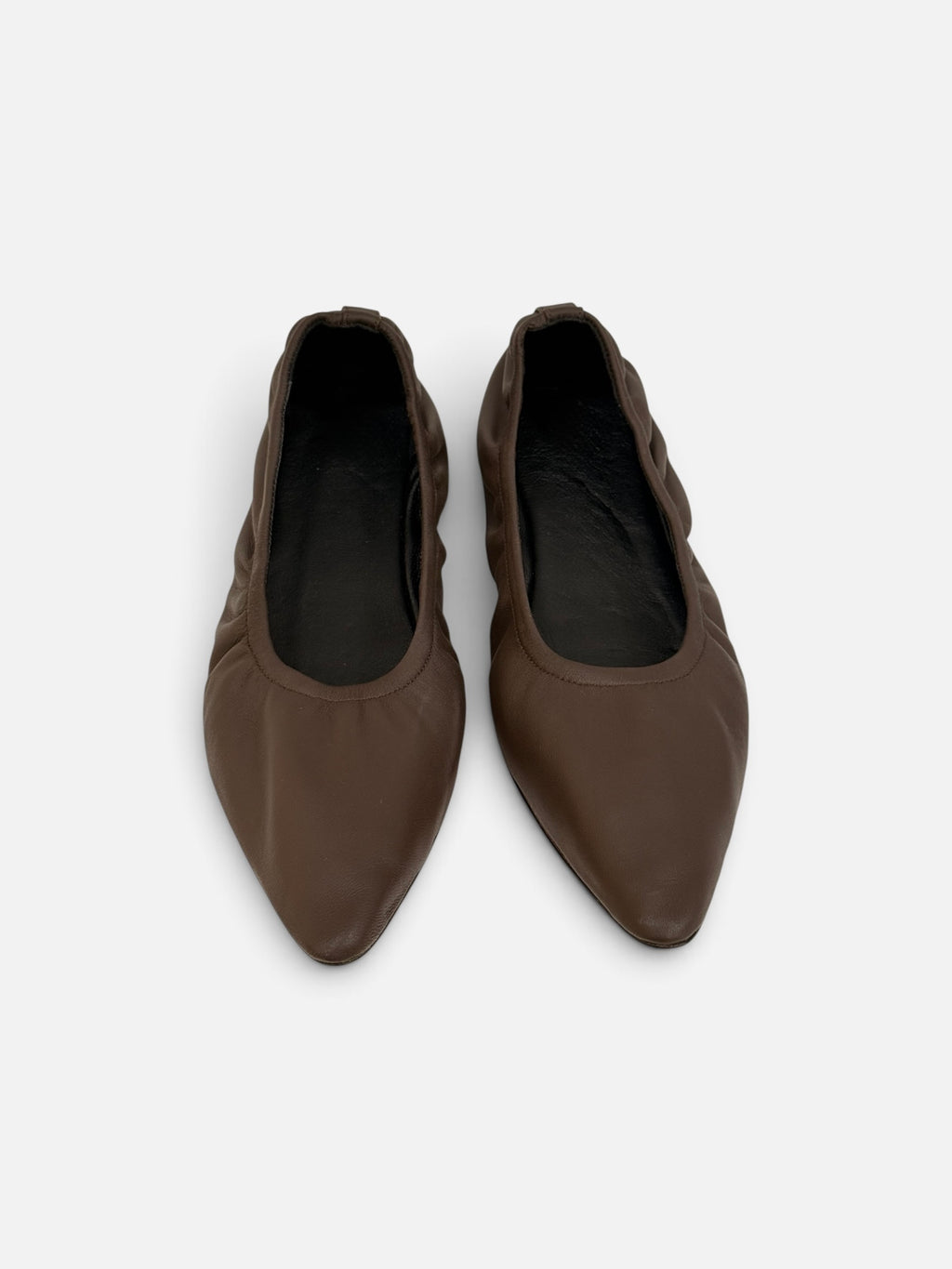 Chocolate Brown Pointed-Toe Ballet Flats