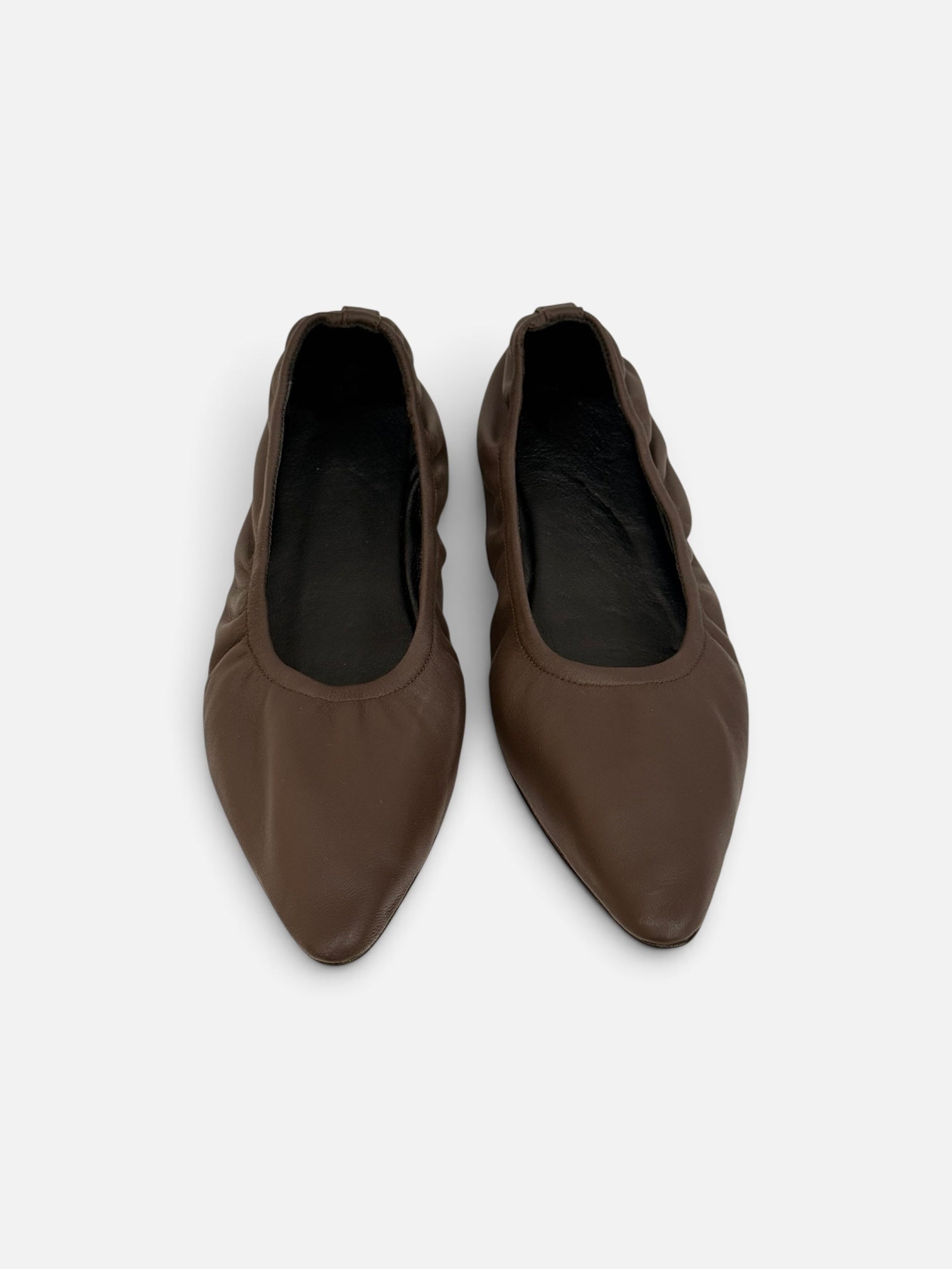 Chocolate Brown Pointed-Toe Ballet Flats